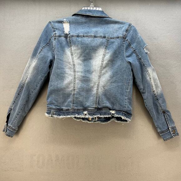 BKE Denim Jean Jacket Women's S Blue and Red Plaid Fully Reversable Preppy - Picture 3 of 14